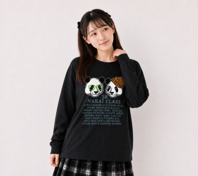 ビッグシルエット長袖スマイルTシャツ