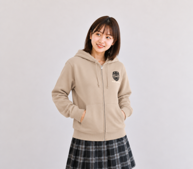 もこもこ裏起毛ジップパーカー